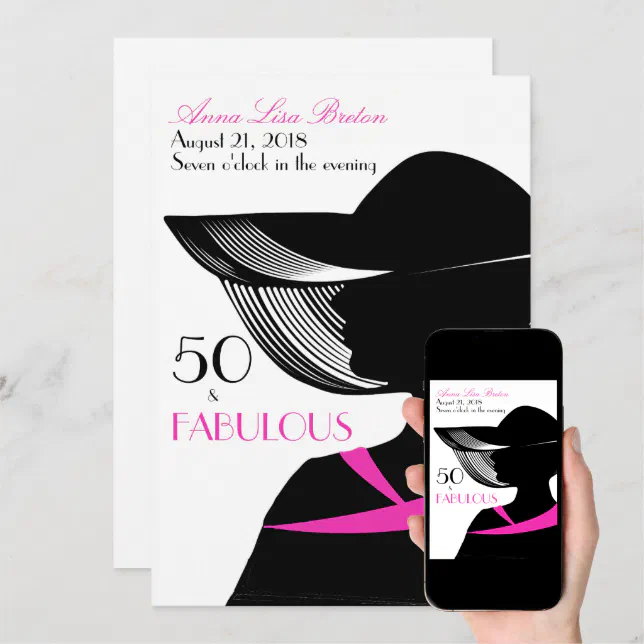 50 And Fabulous Art Deco Elegant 50th Birthday Invitation Zazzle