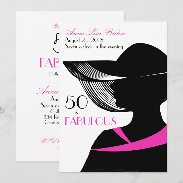 50 and Fabulous Art Deco Elegant 50th Birthday Invitation (Front/Back)