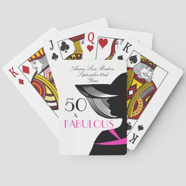 50 and Fabulous Art Deco Elegant 50th Birthday Poker Cards (Back)
