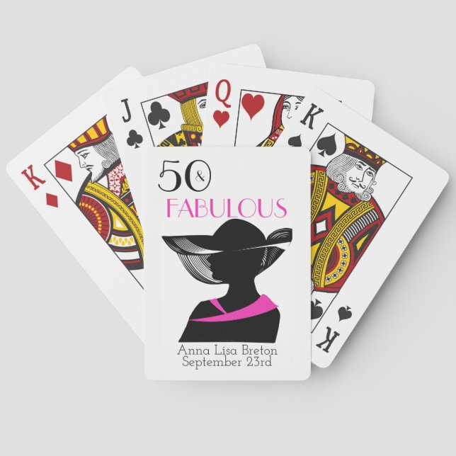 50 and Fabulous Art Deco Elegant 50th Birthday Poker Cards (Back)