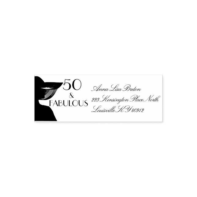 50 and Fabulous Art Deco Elegant 50th Birthday Self-inking Stamp (Design)