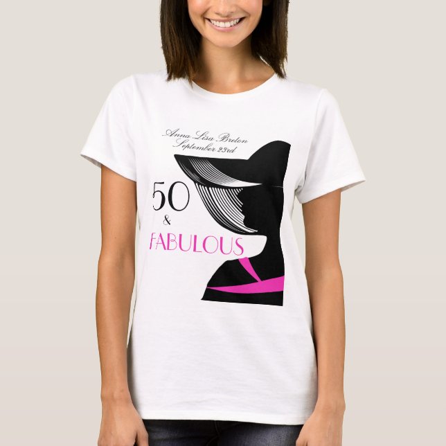 50 and Fabulous Art Deco Elegant 50th Birthday T-Shirt (Front)