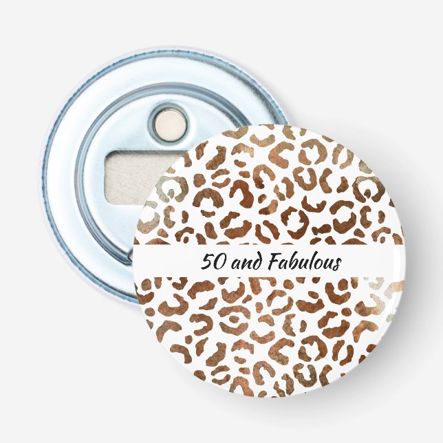 50 and Fabulous Big Cat Print Abstract Bottle Opener (Front)