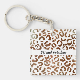50 and Fabulous Big Cat Print Abstract Keychain