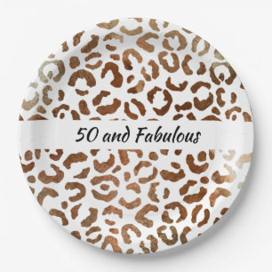 50 and Fabulous Big Cat Print Abstract Paper Plates
