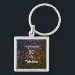 50 And Fabulous Birthday Black Gold Glitter Ombre Keychain<br><div class="desc">Designed with pretty,  girly and beautiful black and golden glittery background and personalized text template for name which you can edit,  this is perfect for the 50th birthday celebrations!</div>