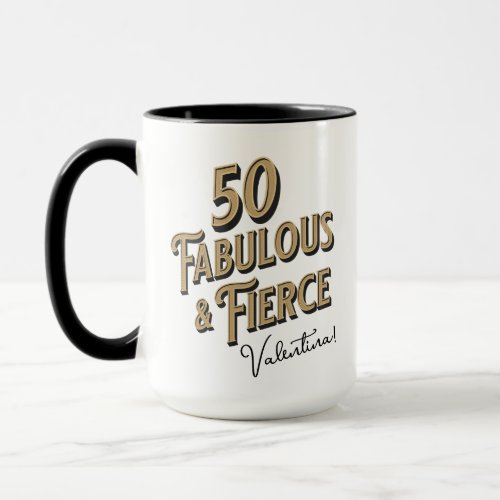 50 and Fabulous Birthday Black  Gold Mug