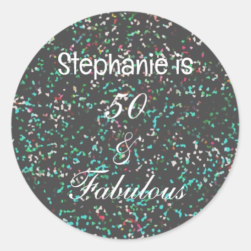 50 And Fabulous Birthday Black Green Glitter 2024 Classic Round Sticker
