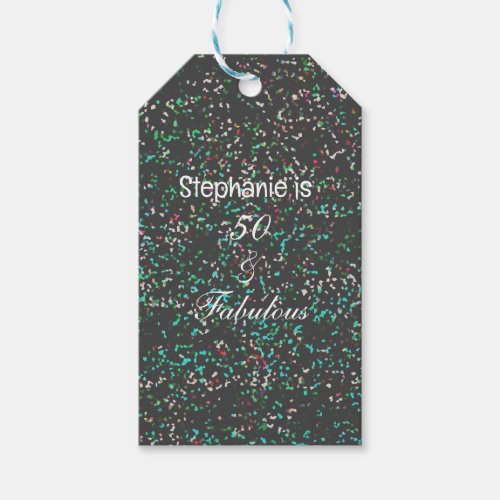 50 And Fabulous Birthday Black Green Glitter 2024 Gift Tags