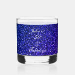 50 And Fabulous Birthday Blue Glitter Gift Favor Whiskey Glass<br><div class="desc">Designed with pretty,  girly and beautiful deep blue glittery background and personalized text template for name which you can edit,  this is perfect for the 50th birthday celebrations!</div>