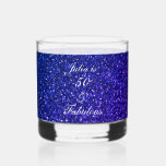 50 And Fabulous Birthday Blue Glitter Gift Favor Whiskey Glass<br><div class="desc">Designed with pretty,  girly and beautiful deep blue glittery background and personalized text template for name which you can edit,  this is perfect for the 50th birthday celebrations!</div>