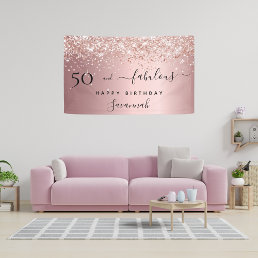 50 and Fabulous birthday blush pink rose glitter Banner