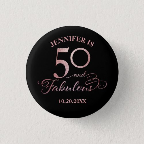 50 and Fabulous Birthday Button