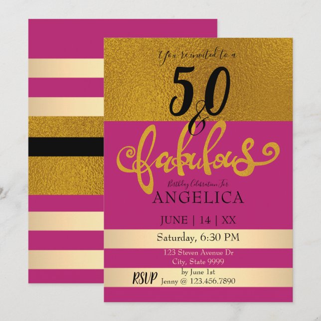 50 and Fabulous Birthday Celebration Invitation (Front/Back)