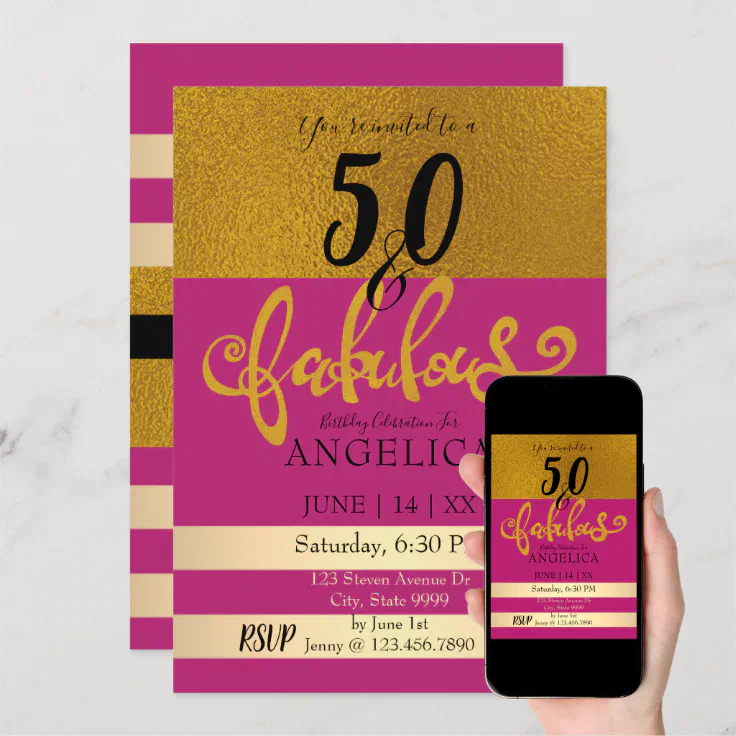 50 and Fabulous Birthday Celebration Invitation | Zazzle