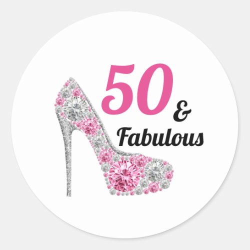 50 and Fabulous Birthday Classic Round Sticker