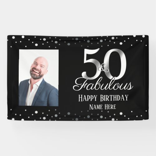 50 and Fabulous Birthday Confetti Photo Banner