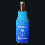 50 And Fabulous Birthday Deep Blue Ombre Glittery Bottle Cooler<br><div class="desc">Designed with pretty,  girly and beautiful blue glittery background and personalized text template for name which you can edit,  this is perfect for the 50th birthday celebrations or gifts or party favors!</div>