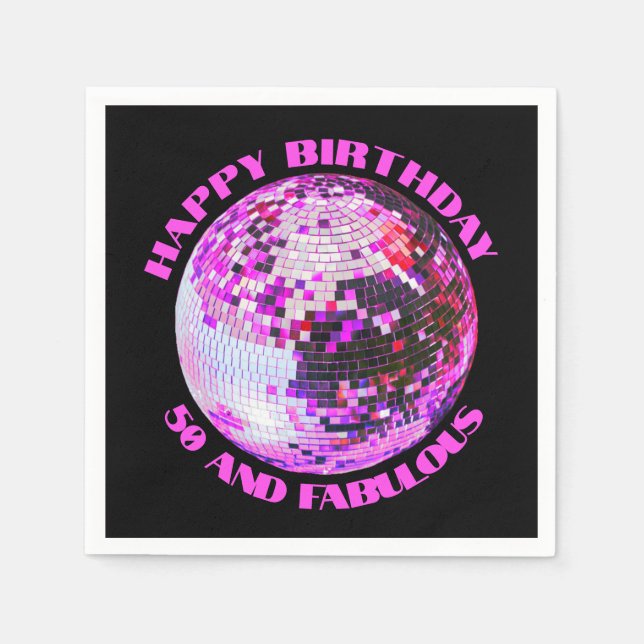 50 and Fabulous birthday disco dance party retro Napkins (Front)