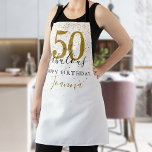 50 and Fabulous Birthday Elegant Gold and Black Apron<br><div class="desc">This chic black and gold script typography,  50 and fabulous gold stars confetti birthday apron can be personalized with your birthday celebration details. Designed by Thisisnotme©</div>