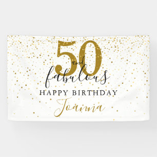 50 and Fabulous Birthday Elegant Gold and Black Banner