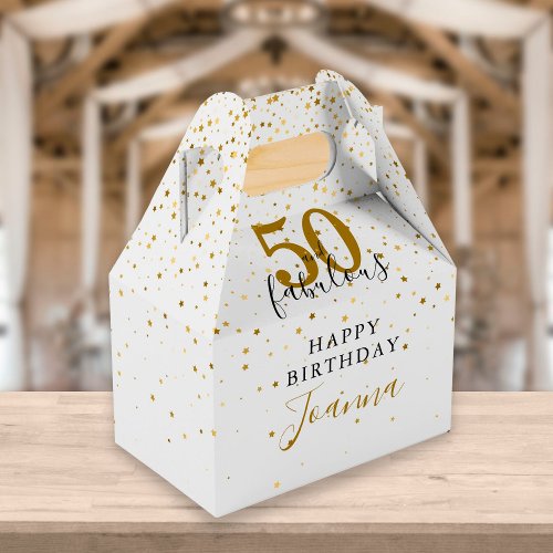 50 and Fabulous Birthday Elegant Gold and Black Favor Boxes