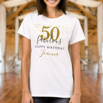 50 and Fabulous Birthday Elegant Gold and Black T-Shirt