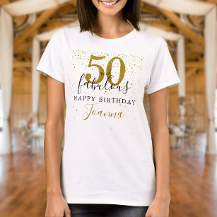 50 and Fabulous Birthday Elegant Gold and Black T-Shirt