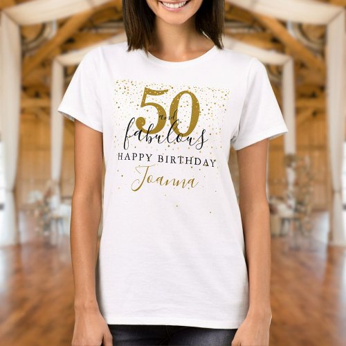 50 and Fabulous Birthday Elegant Gold and Black T_Shirt