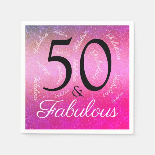 50 And Fabulous Birthday Elegant Pink Metallic Napkins