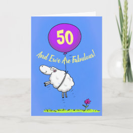 50 and fabulous birthday funny sheep cartoon card