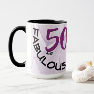 50 and Fabulous Birthday Geometric Purple Mug