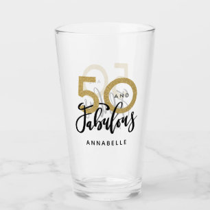 50 and fabulous birthday glass