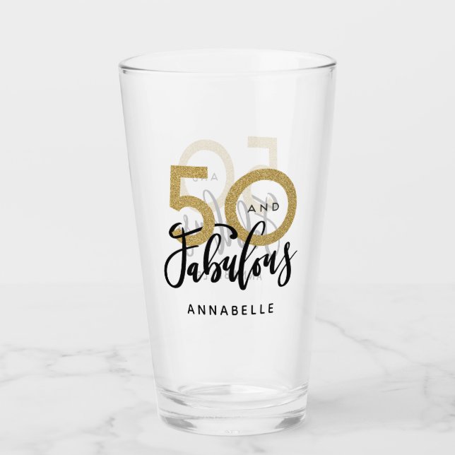 50 and fabulous birthday glass (Front)