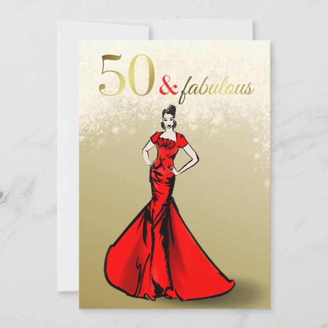 50 and Fabulous Birthday Glitter 50th Birthday Invitation (Front)