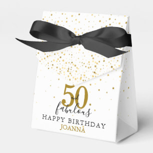 50 and Fabulous Birthday Gold and Black Elegant Favor Boxes