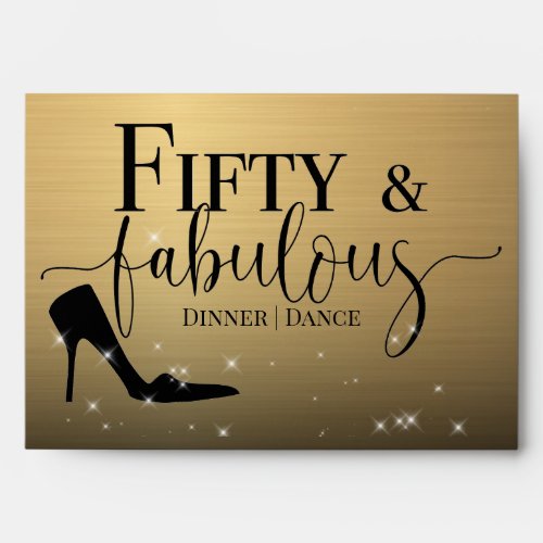 50 and Fabulous Birthday Gold and Black Shoe Envelope