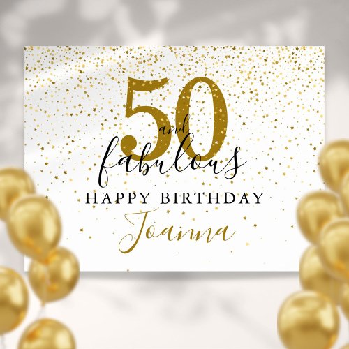 50 and Fabulous Birthday Gold and Black Sign