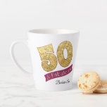 50 And Fabulous Birthday Gold And Pink Latte Mug at Zazzle