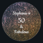 50 And Fabulous Birthday Gold Black Golden Glitter Classic Round Sticker<br><div class="desc">Designed with pretty,  girly and beautiful gold and black glittery background and personalized text templates for name and date,  which you can edit,  this is perfect for the 50th birthday celebrations!</div>