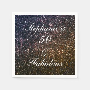 50 And Fabulous Birthday Gold Black Golden Glitter Napkins