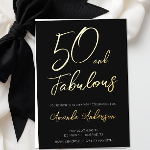 50 and Fabulous Birthday Gold Foil Invitation