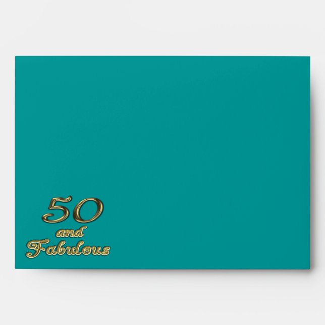 50 and Fabulous Birthday Gold Teal Blue 50th Age Envelope (Front)