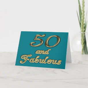 50 and Fabulous Birthday Gold Typography 50th Age Card