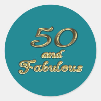 50 and Fabulous Birthday Gold Typography 50th Age Classic Round Sticker