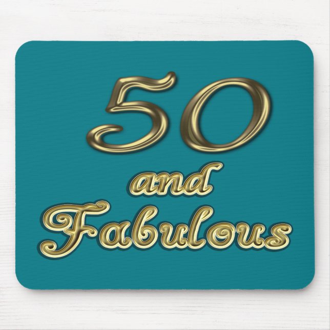 50 and Fabulous Birthday Gold Typography 50th Age Mouse Pad (Front)