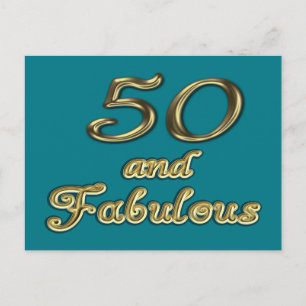 50 and Fabulous Birthday Gold Typography 50th Age Postcard