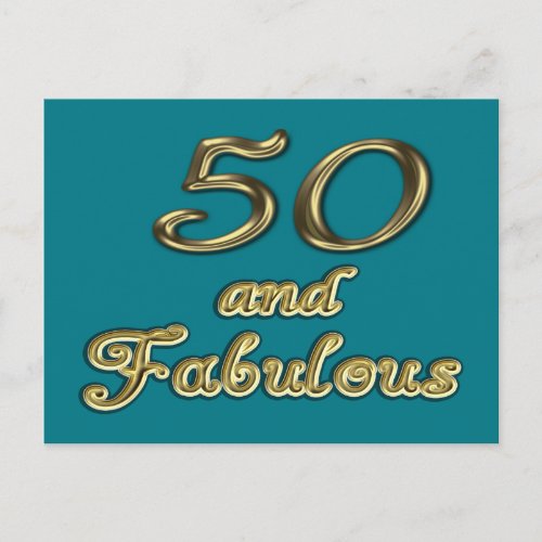 50 and Fabulous Birthday Gold Typography 50th Age Postcard