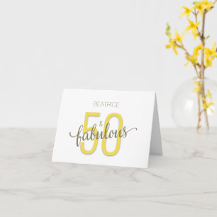 50 and Fabulous Birthday Gold Typography Card