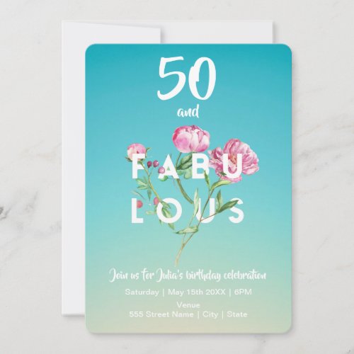 50 and FABULOUS  Birthday Invitation